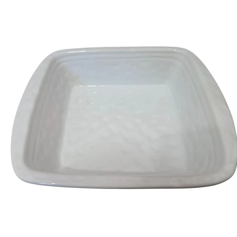 Savino Designs White Ceramic Square Baker Casserole Dish Oven Safe Serveware